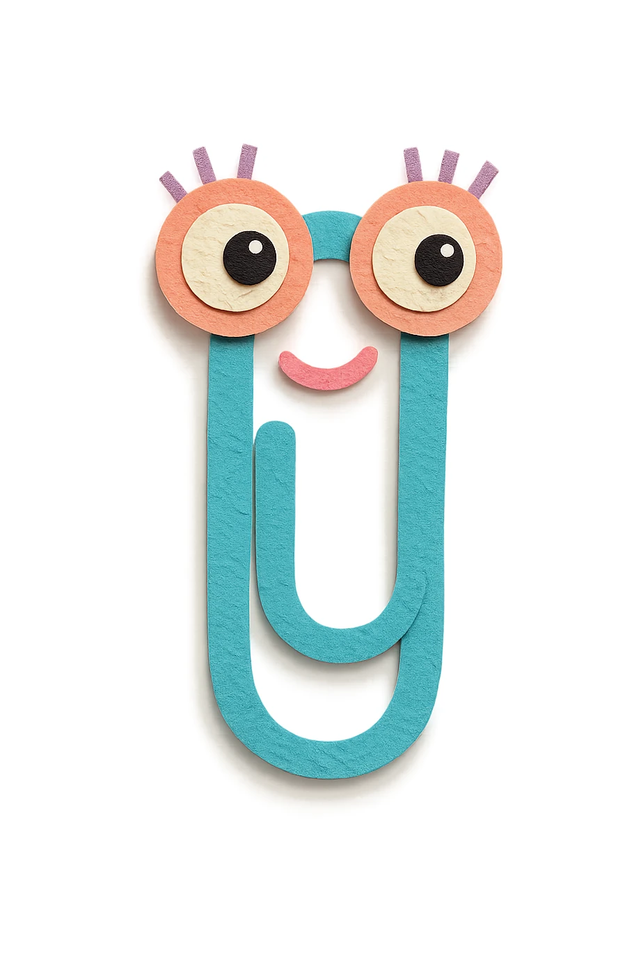 a quirky paperclip with googly eyes and eyelashes, whimsical expression sticker