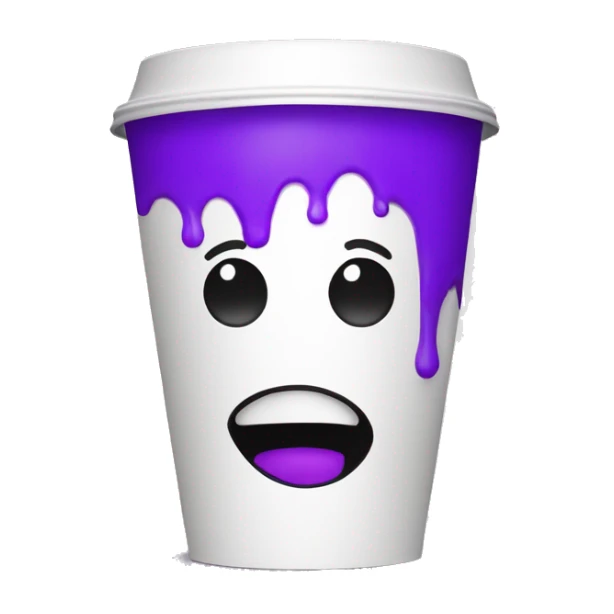 delirious face with white double styrofoam cup filled with purple soda sticker