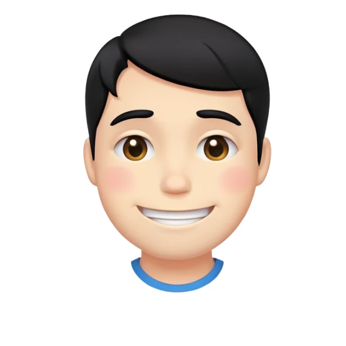 embarrassed white smiley face with black hair sticker