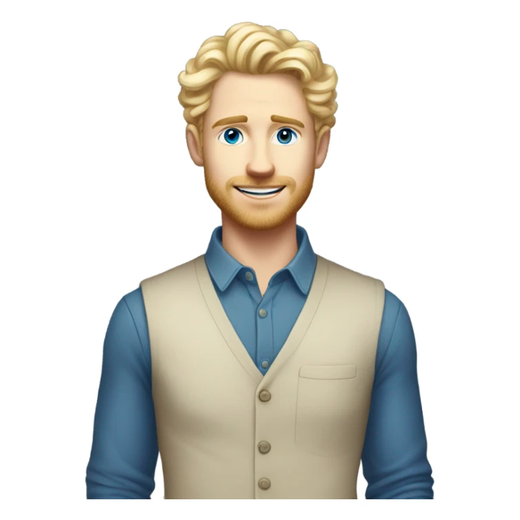 full body light curl blonde 30yo man blue eyed pale skin sticker