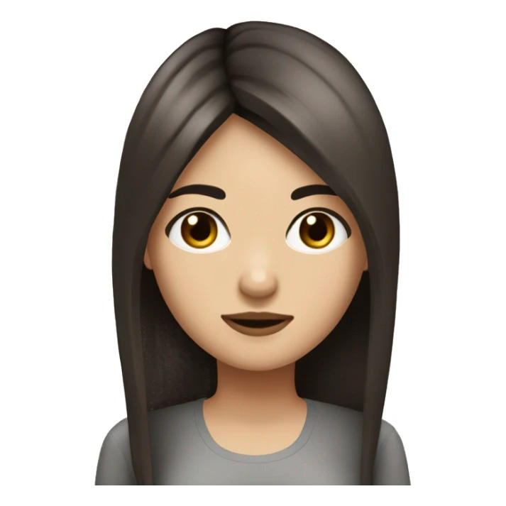 brunette girl, medium straight hair, black eyes ￼ sticker