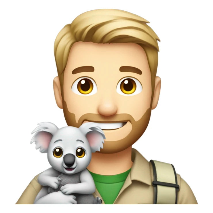 Caucasian male zookeeper holding cute koala sticker