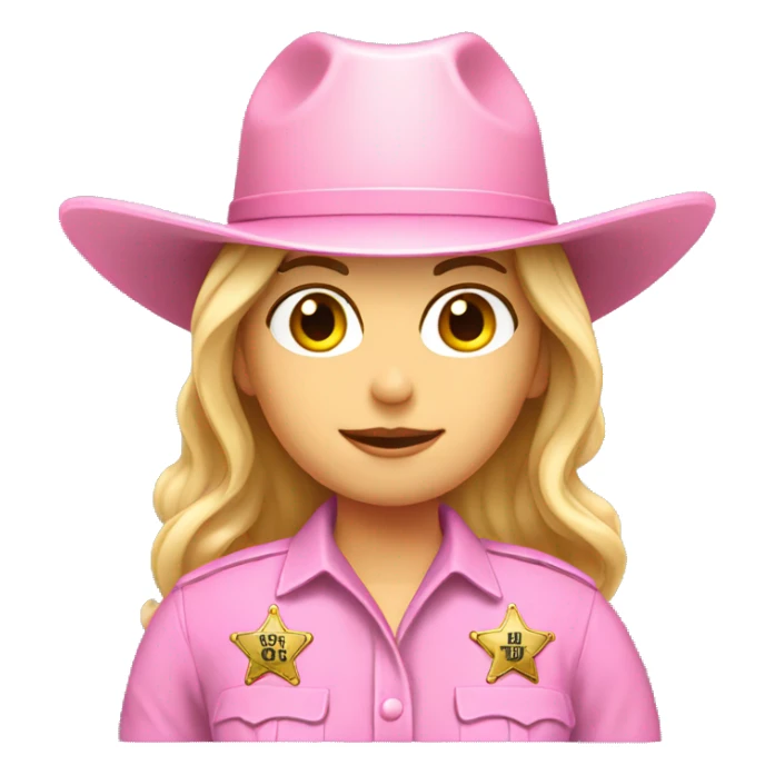 female sheriff pink hat Caucasian  sticker