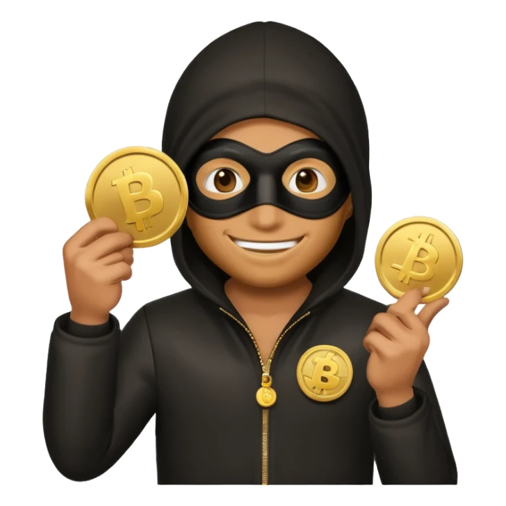 Robber emoji holding a 💰 wearing a mask that is made of robber suit without showing his hand the 💰 need to be in the left without is showing hands sticker