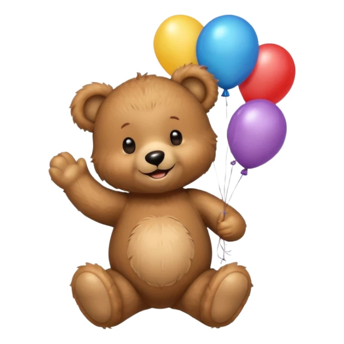 teddy bear holding balloons, birthday, cute, fluffy sticker