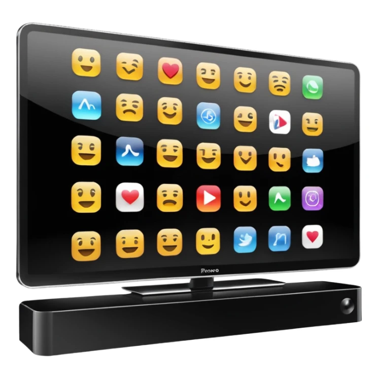 smart 4k big thin screen tv, iPhone emoji style, side view sticker