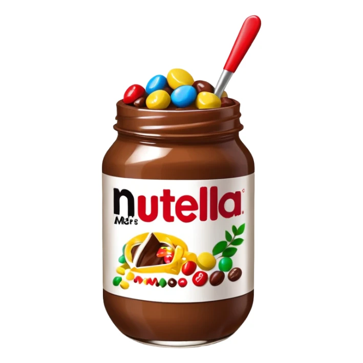 Un vaso cubierto de nutella arriba fresas y mym sticker