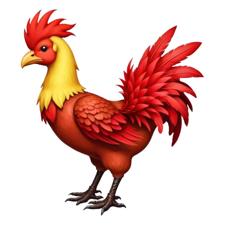 Red chocobo from Final Fantasy, large bird-like mount with bright red feathers sticker