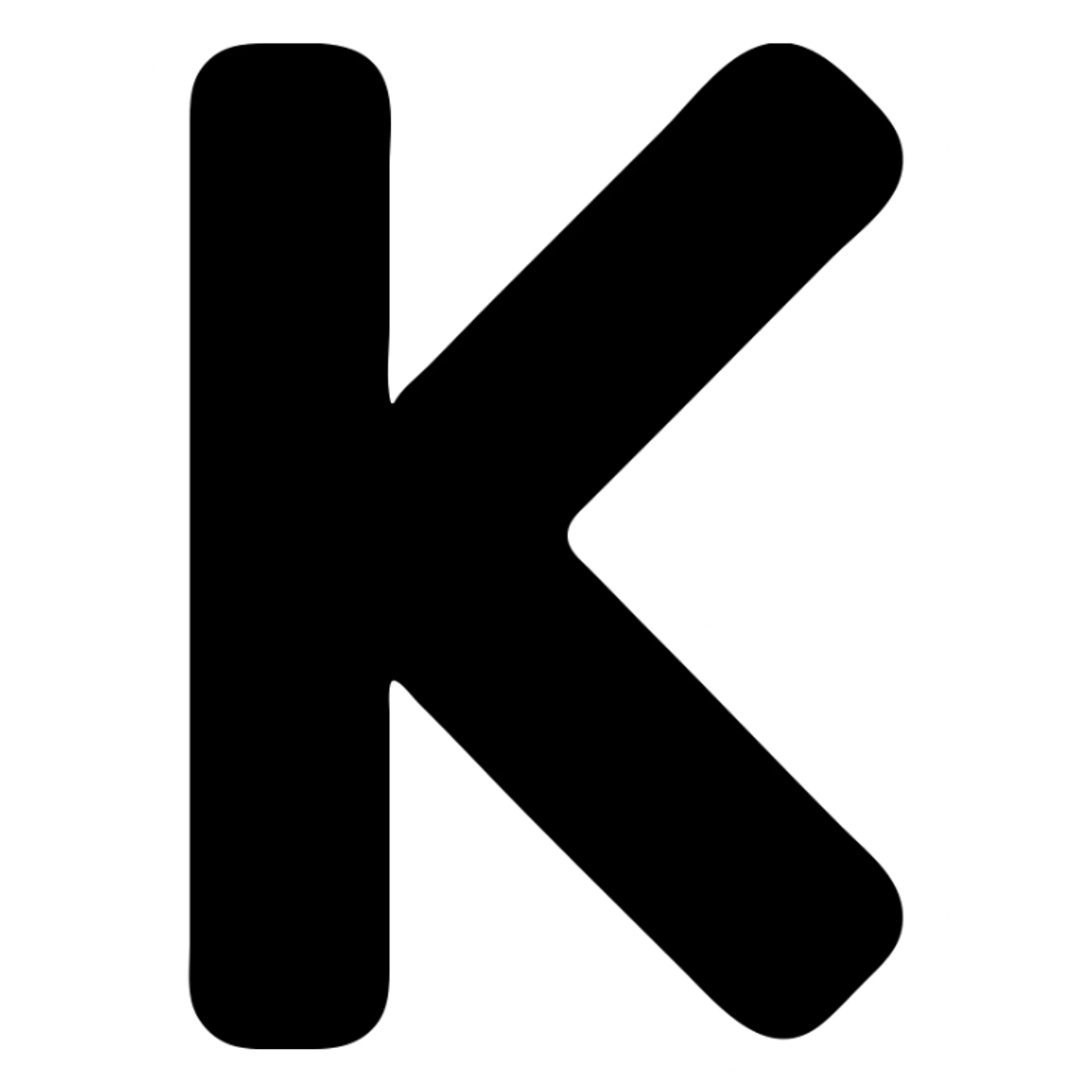 The Phoenician letter "𐤊" on a light blue circular background, Kaspa cryptocurrency logo sticker