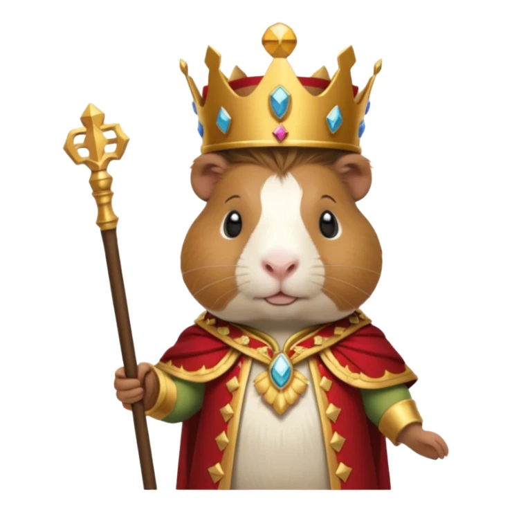 guinea pig king holding a scepter, royal attire sticker