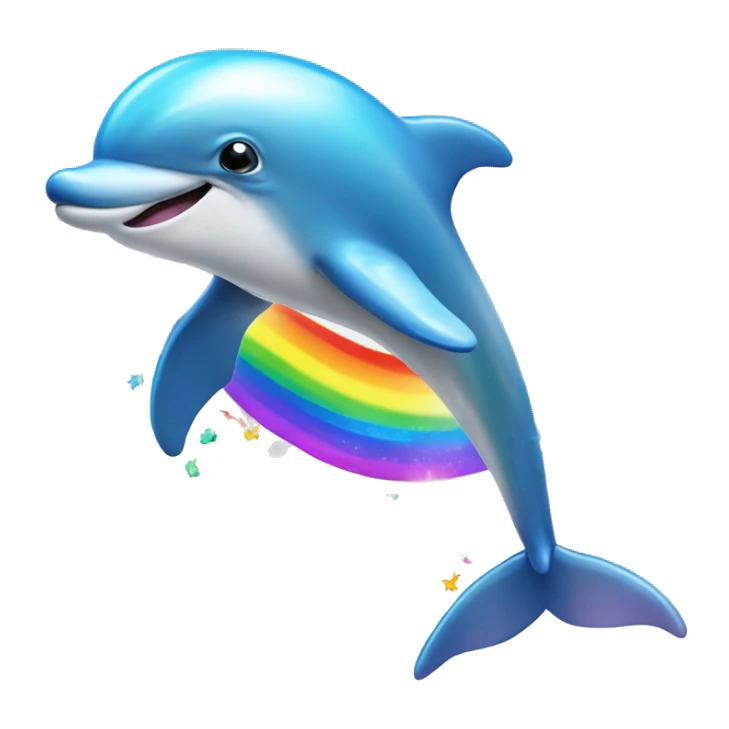 dolphin jumping out of the water with lights of rainbows bright colors and sparkles sticker