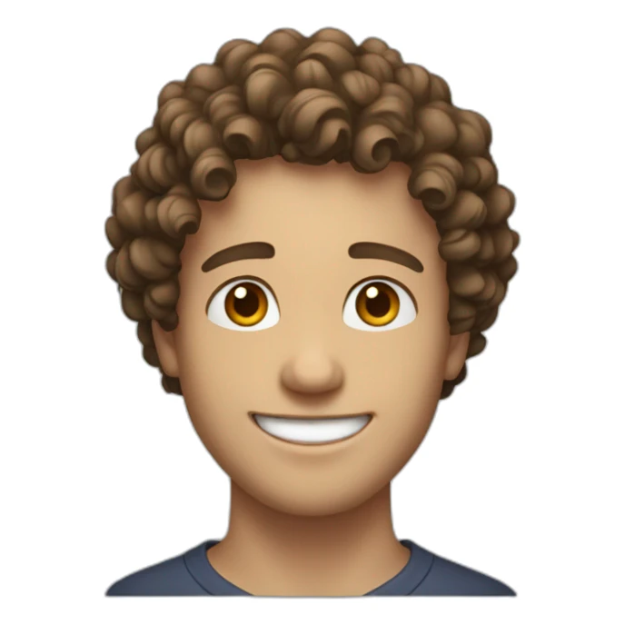White Young man with brun curly hair smiling sticker