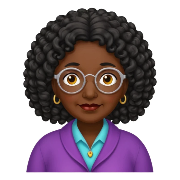 Dark skin grandma with 3c-4a long black curly hair  sticker