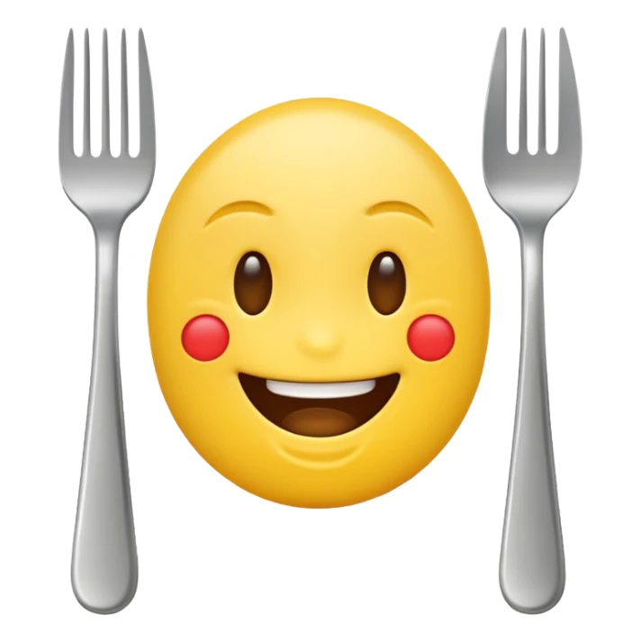 smiling emoji with fork and knife sticker