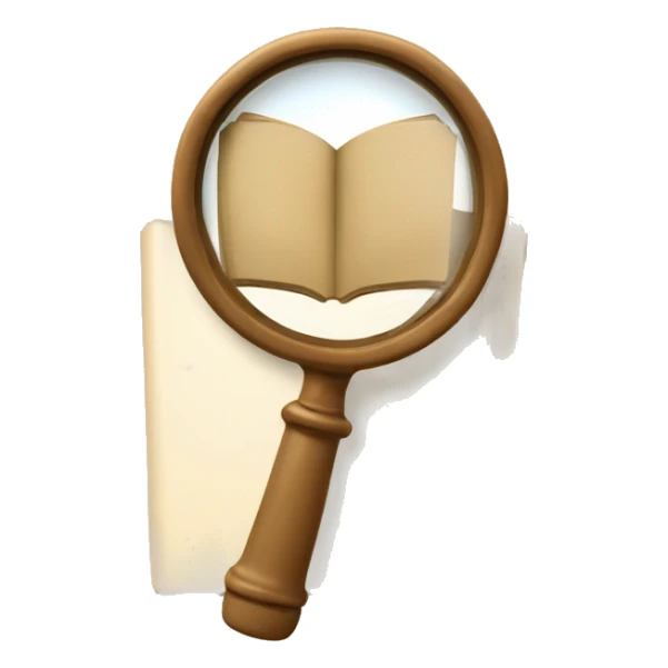 A book in beige tones with a magnifying glass on it sticker