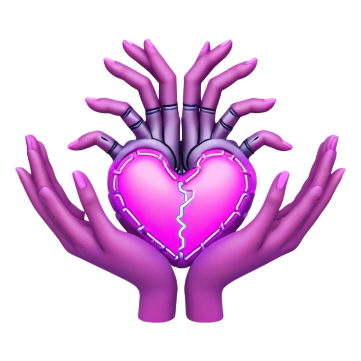 Neon cyberpunk style 
heart made of  hands sticker