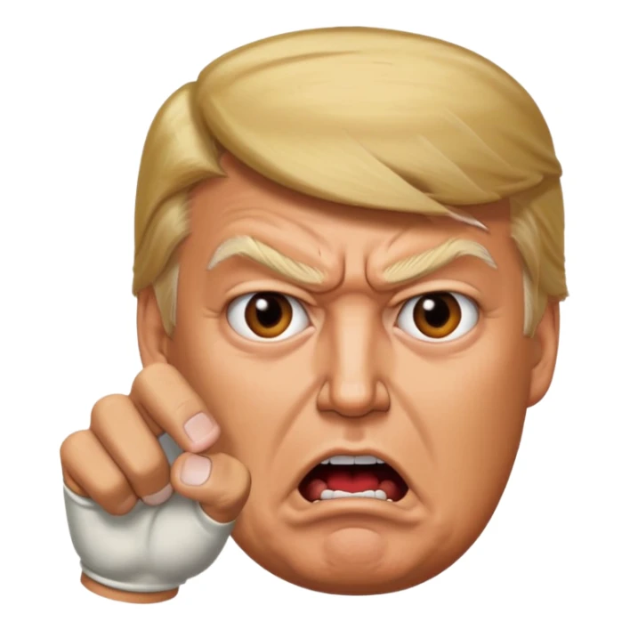 donald trump is angry. and he shows it with hand sticker
