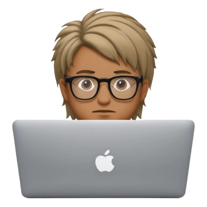 a man behind mackbook the man being little visible form the front sticker