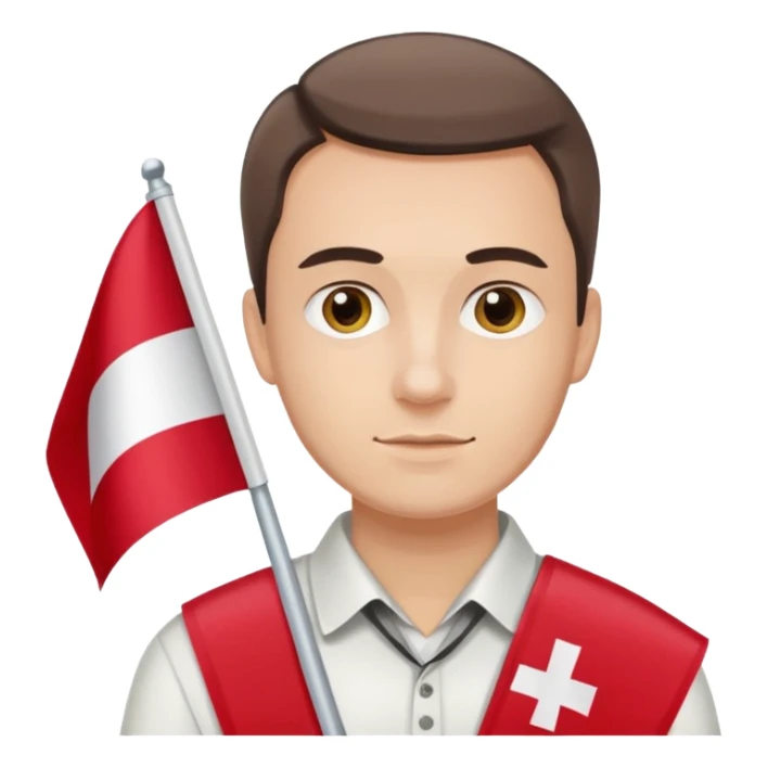 ultra realistic polish man with two-colored poland flag sticker