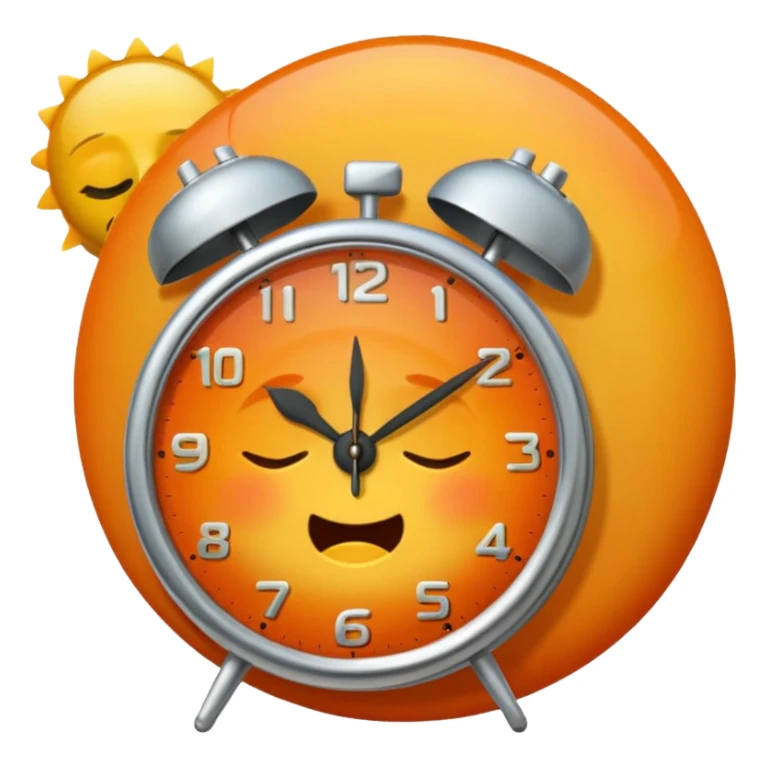 alarm clock, sunset MORE SUNSET. SLEEPY. Don't put a person there. Default emoji face sticker