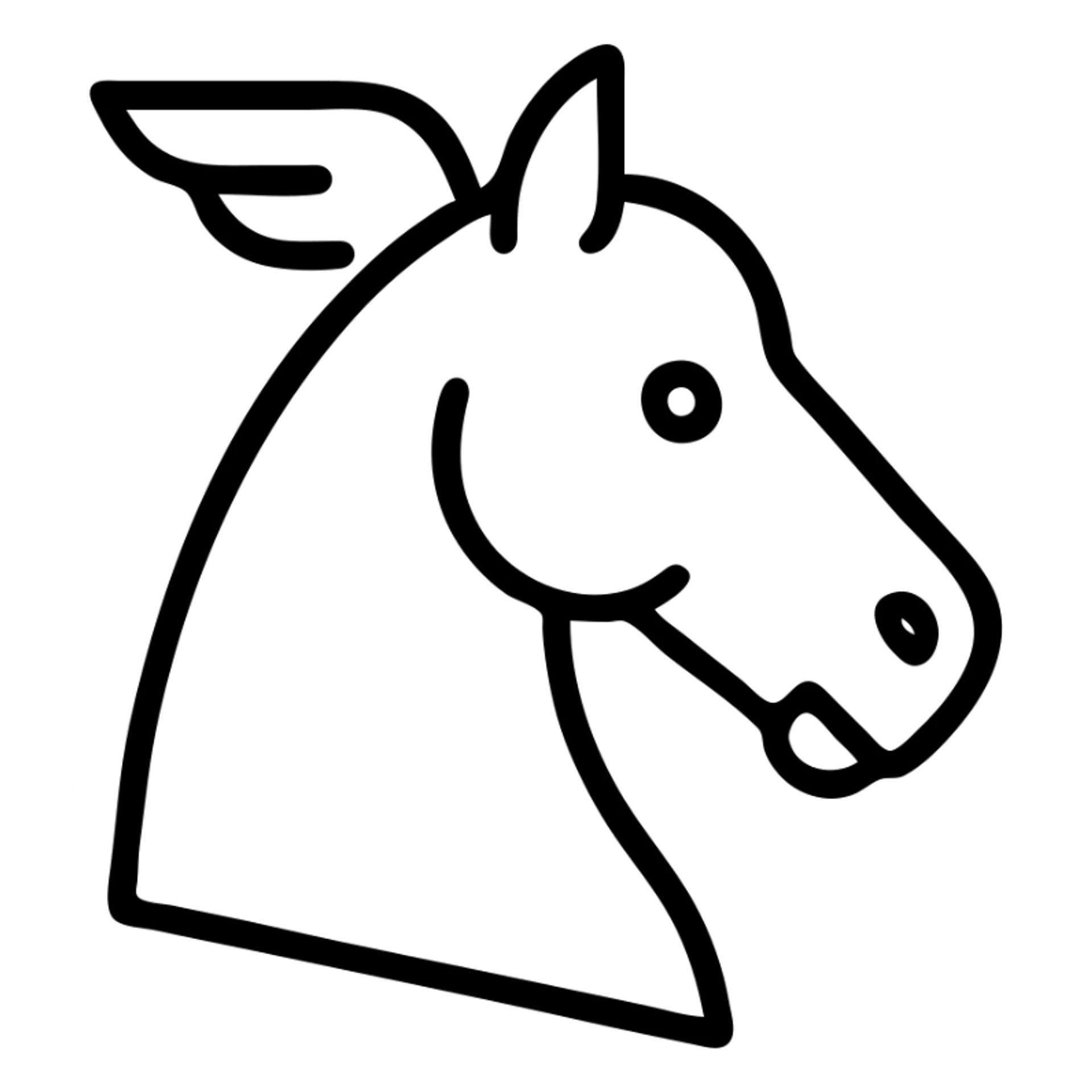 Hermes horse head, minimalist, modern icon, black outlined icon style, no fill, clean and simple design sticker