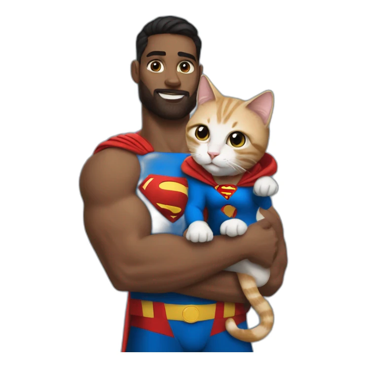 Cat in superman dress. Holding luis lane in his hand sticker