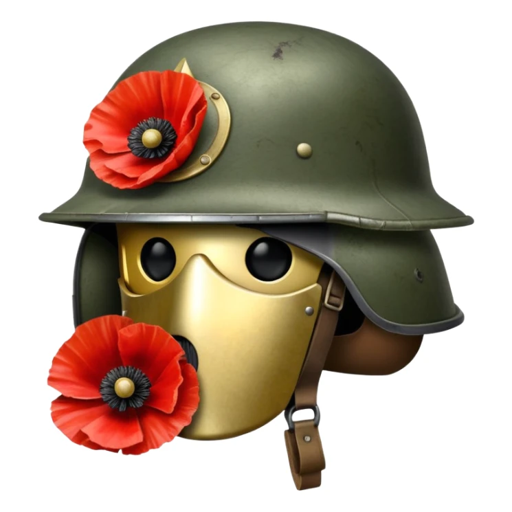 red poppy flower with soldier helmet sticker