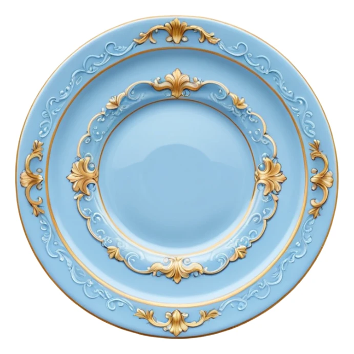 vintage rococo highly detailed pale blue plate sticker