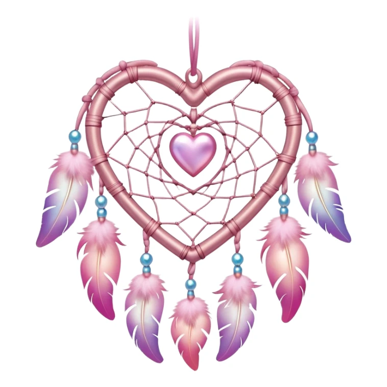 Iridescent pastel pink heart-shaped rosy dreamcatcher sticker