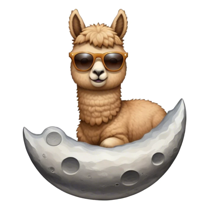 alpaca with sunglasses on landing on the moon sticker