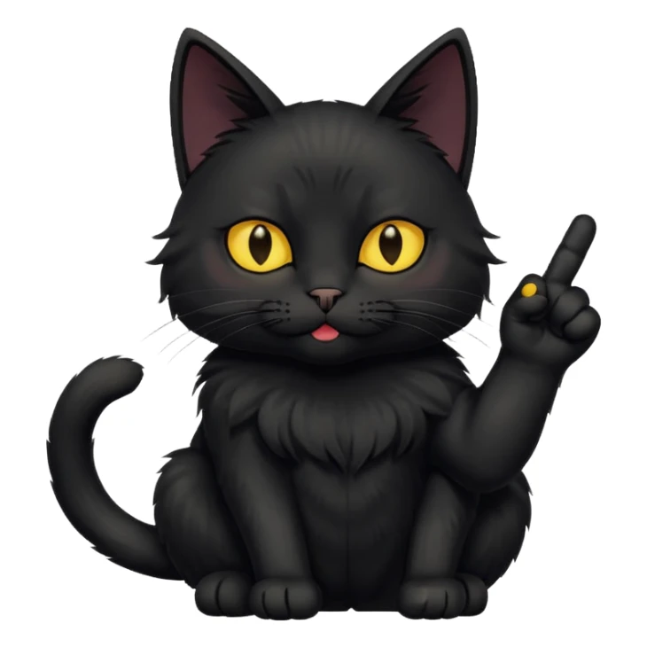 Black cat with yellow eyes giving the middle finger sticker