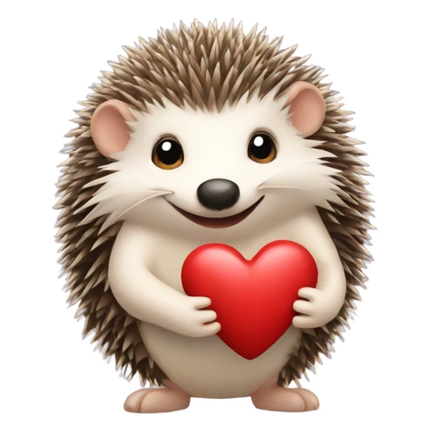 the hedgehog holds the heart sticker