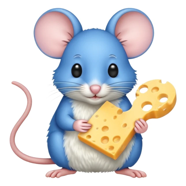 blue mouse is holding a piece of cheese sticker