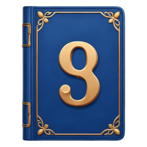 Dark blue book with a number "9" in the cover sticker
