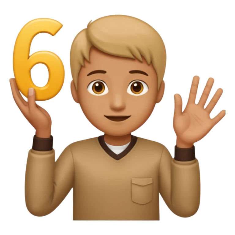 replace the ice cream with the numbers 6 and 7 holding his hands doing this emoji 🫴 and the left is the same emoji but flipped sideways then make the emojis 6️⃣7️⃣ go in each so six gos in the left hand and seven goes in the right hand sticker