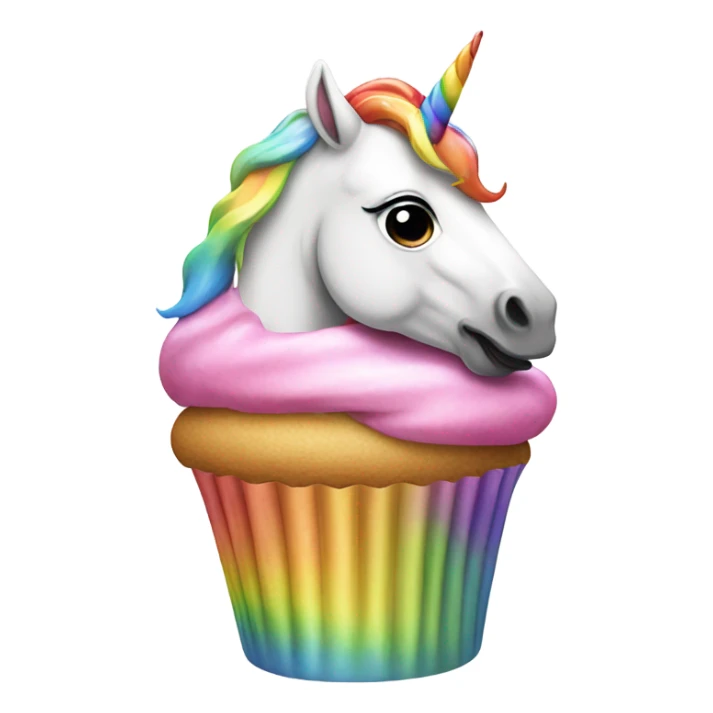 A unicorn eating a cupcake on a rainbow sticker