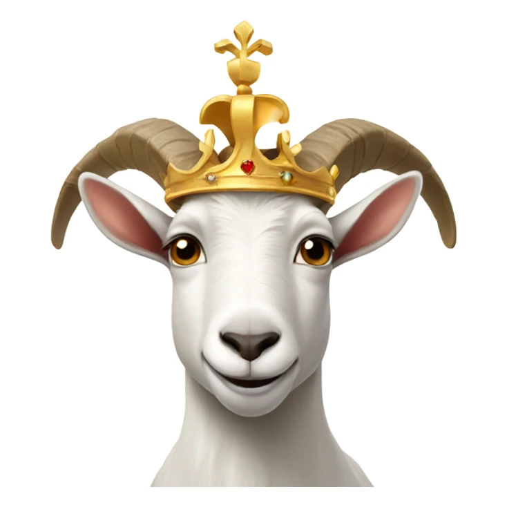 Goat wearing a royal crown and white tshirt sticker
