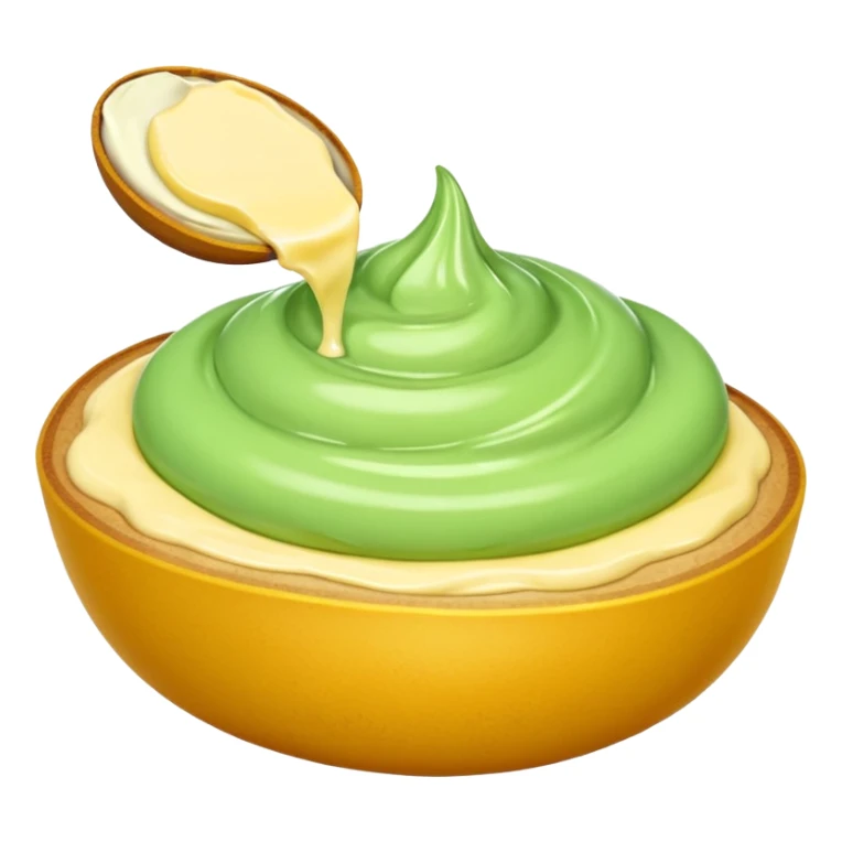 Erstelle eine Birne mit einem Stück geschmolzener Butter  sticker