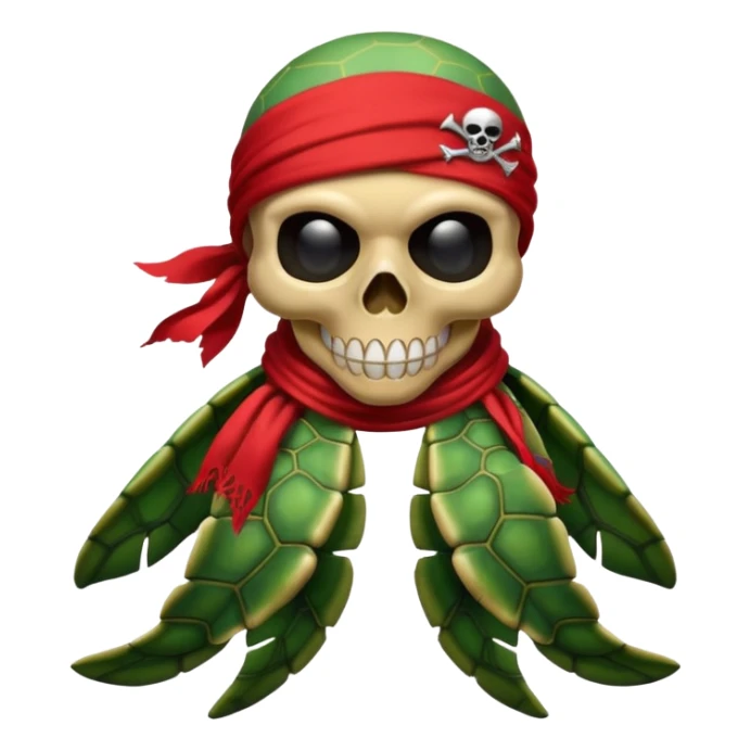 sea turtle wearing a red pirate skull scarf sticker