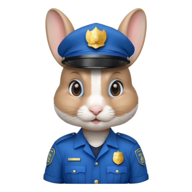 Rabbit police, blue uniform including helmet of uniform sticker