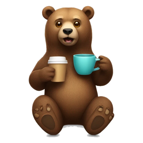 The bear is holding a glass of coffee in his hands sticker