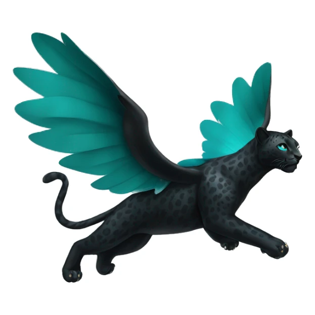 winged black leopard with turquoise eyes flying sticker