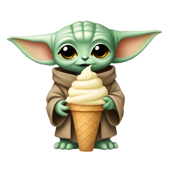 baby yoda eating ice cream cone sticker