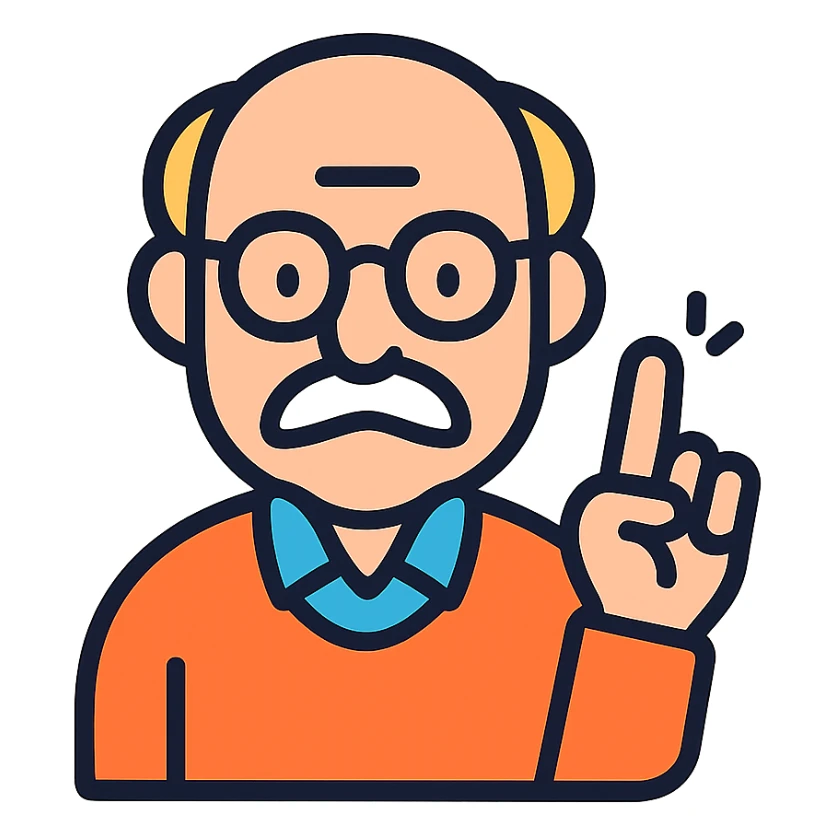 old man wagging his finger sticker