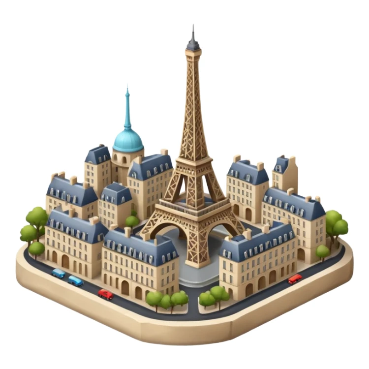Make a full city of Paris with the Eiffel Tower in the background and some Paris buildings in front  sticker