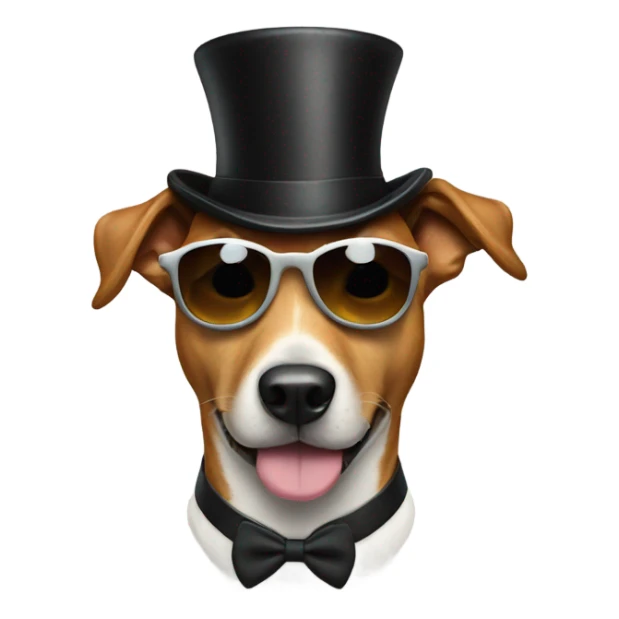 A dog with sunglasses and a top hat  sticker