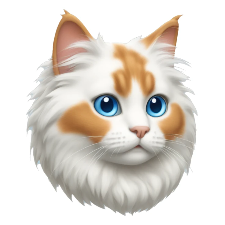 fluffy white and orange cat with blue eyes sticker