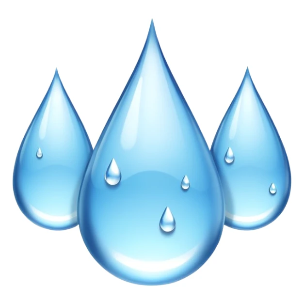 3 water droplets stack on top of each other vertically with two water droplets on the sides; 5 droplets total sticker