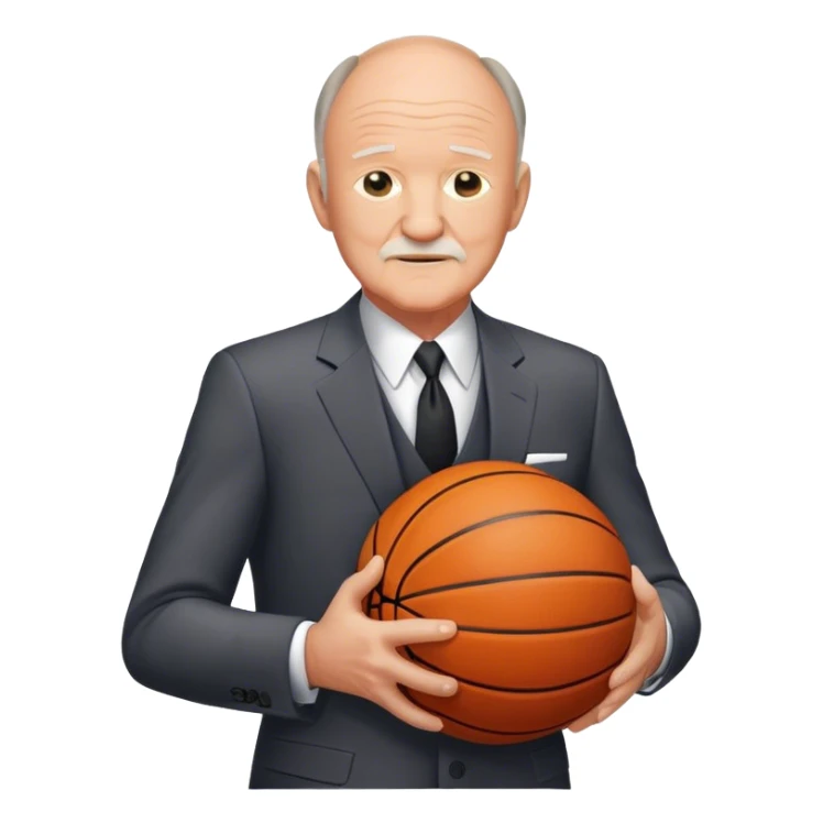 Gene Hackman wearing a suit with basketball  sticker
