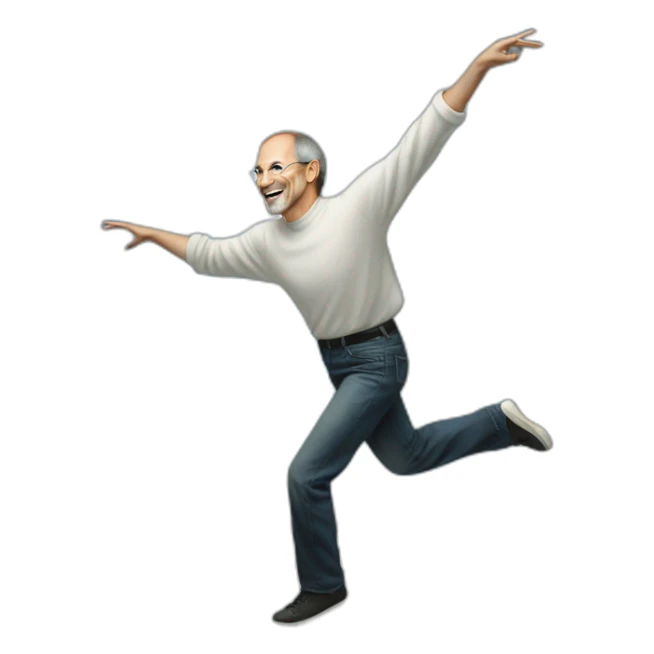 steve jobs dancing in heaven sticker